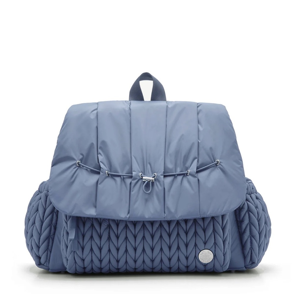 Quilted Puff Nylon Backpack in Slate Blue